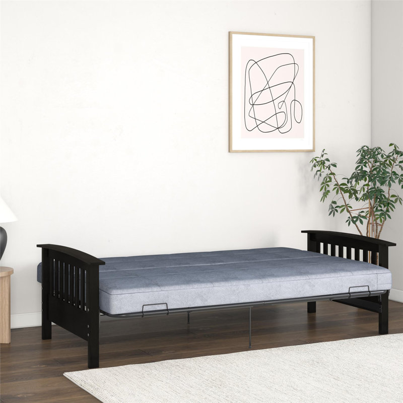 Black wood futon frame discount